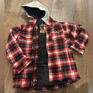 Boys 10/12yr medium Burton flannel hoodie ski/snowboarding jacket